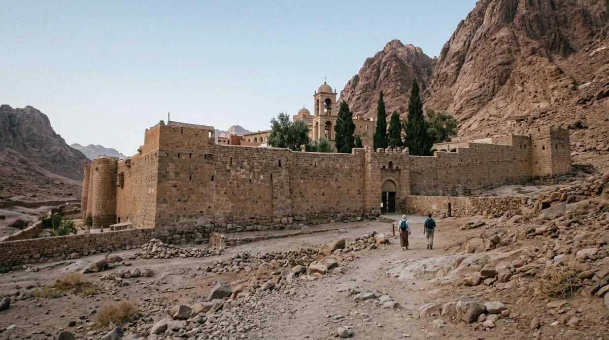 The gate of St Catherine's Monastery in Sinai, Egypt, where covered shoulders and knees are required after the Mount Sinai hike
