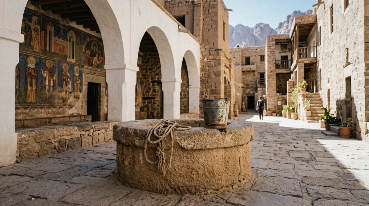 The Well of Moses in the courtyard of St Catherine's Monastery, visited on the Spanish-guided Mount Sinai and monastery tour, Sinai, Egypt